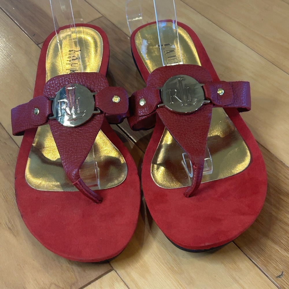 Ralph Lauren Kalana Red Thong Women’s Sandals - Picture 7 of 13